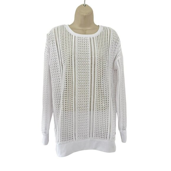 Fabletics Sophie White Tunic Open Knit Long Sleeve Cover Up Women's Sz S - Picture 3 of 10